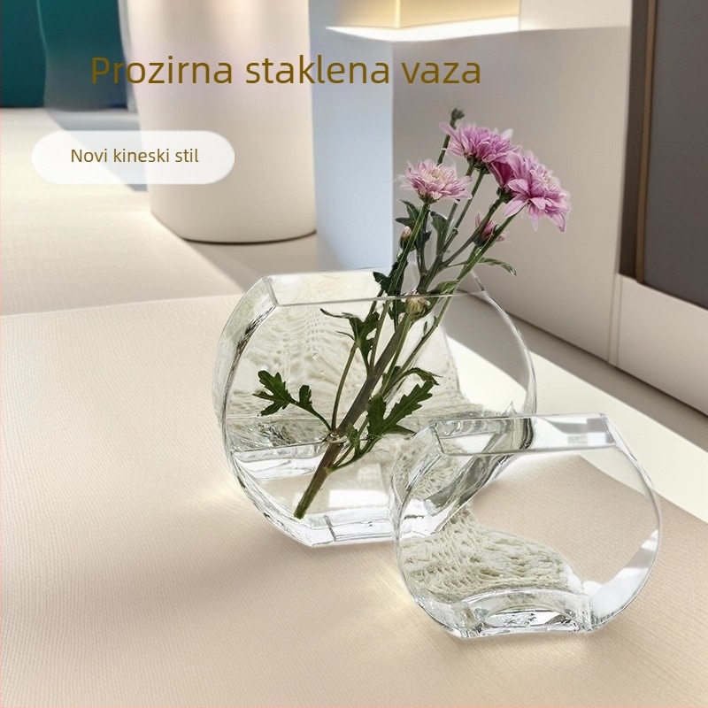 BBGLASS Prozirna ravna staklena vaza s mikro-krajobrazom i slikom pijeska, stakleni ukras za dom