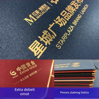 Koverta s prilagođenim logotipom i folijskim otiskom na 250 g bisernom papiru, zapadnog stila, zlatni rub