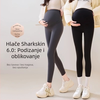 Shark trudničke hlače – joga hlače za žene, visok pojas za podršku trbuha, uski kroj, tanke, dužina 9/10, najlon s elastanom