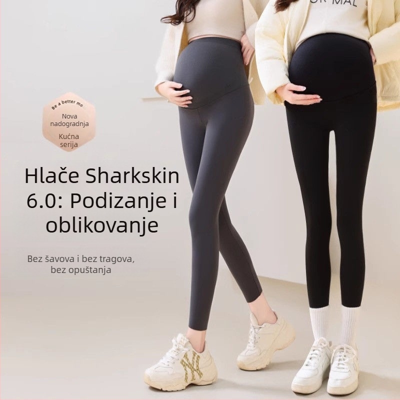 Shark trudničke hlače – joga hlače za žene, visok pojas za podršku trbuha, uski kroj, tanke, dužina 9/10, najlon s elastanom