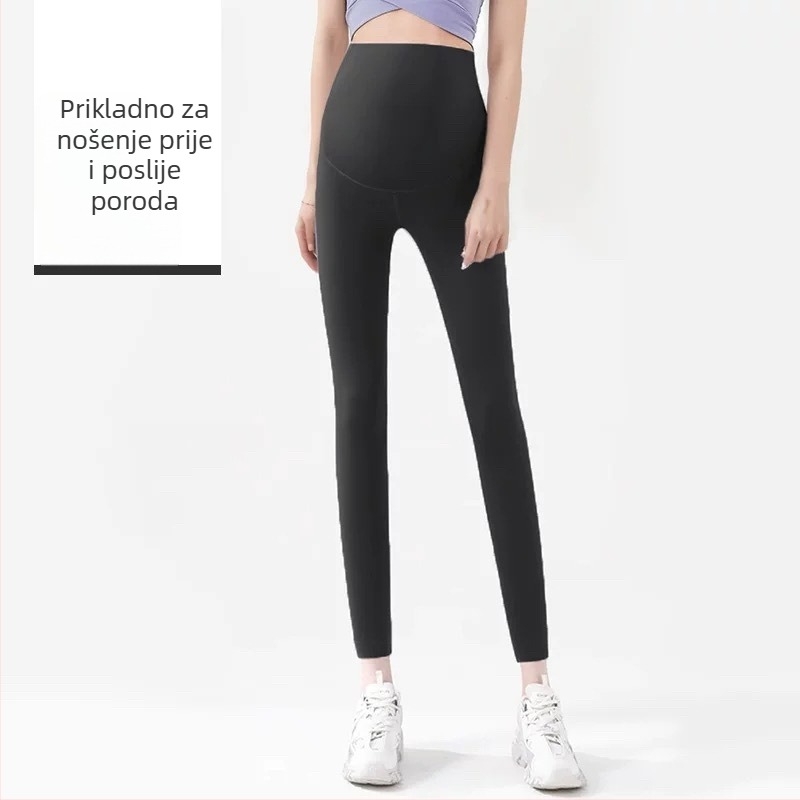 Shark trudničke hlače – joga hlače za žene, visok pojas za podršku trbuha, uski kroj, tanke, dužina 9/10, najlon s elastanom