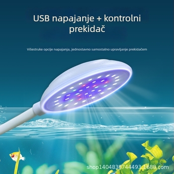 USB napajano okruglo klips LED svjetlo za akvarij, s podešavanjem jačine, za ribice i vodene biljke, 5W/7W, plastično kućište