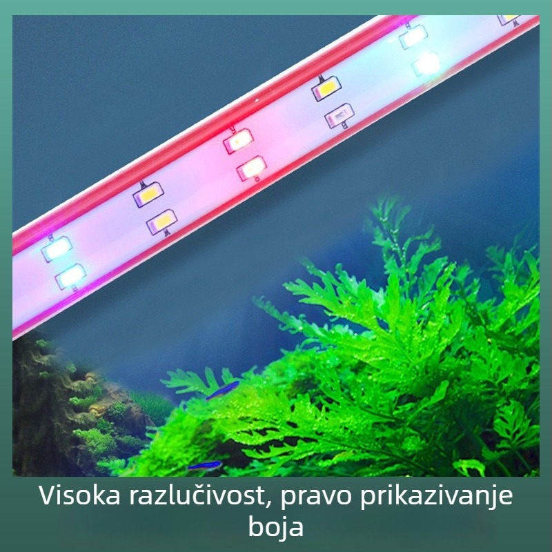 LED svjetlo za akvarij s vodootpornim spektrom, promjena boje, pojačanje svjetla, 3–40W, 200 g, staklo/PC
