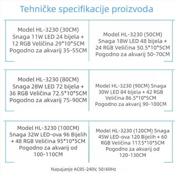 Haiyi Hl-3230 LED svjetlo za akvarij s punim spektrom — aluminijska legura, snaga 11-45 W, model Hl-3230