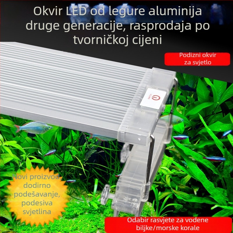 LED svjetlo za akvarij od aluminijske legure, troboje podešavanje, za morsku i slatkovodnu upotrebu, klampski nosač