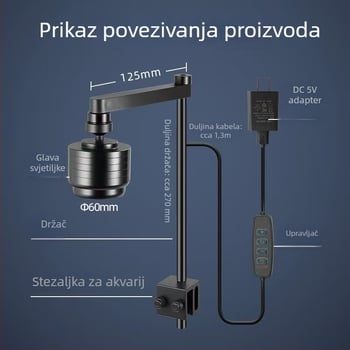 LED akvarijska usmjerena svjetiljka s regulacijom osvjetljenja, višemodnim tlumenjem i vremenskim prekidačem