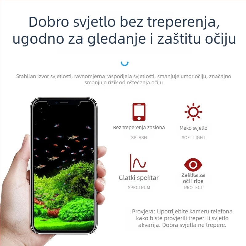 LED vodootporno podvodno svjetlo za akvarij s punim spektrom, T8, promjena boje, visoka svjetlina