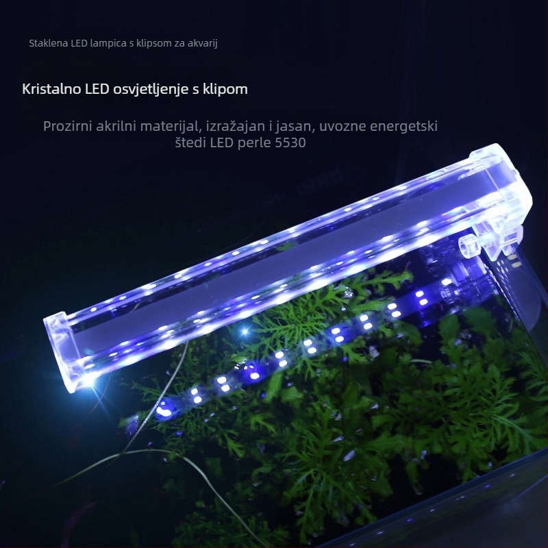 LED klips svjetiljka za akvarij – staklena, rasvjeta za akvarij i vodene biljke, 4W/6W/7W/10W, 300 g
