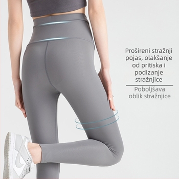 Trudničke tajice za jogu – tanke, uski kroj, Nylon 80–90% + Spandex <30%, duljina hlača