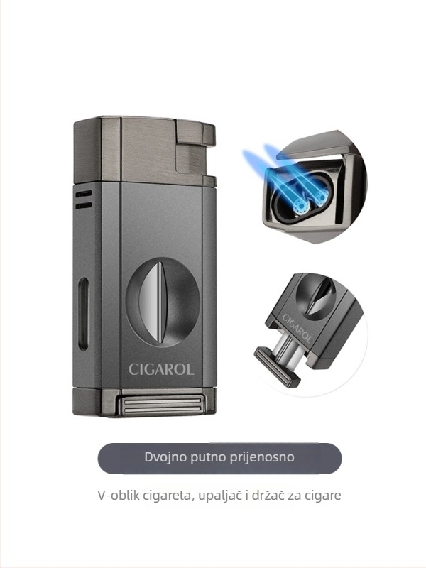 Kombinirani set škara za cigare i upaljač, prijenosni, plastično kućište, stil lagani luksuz