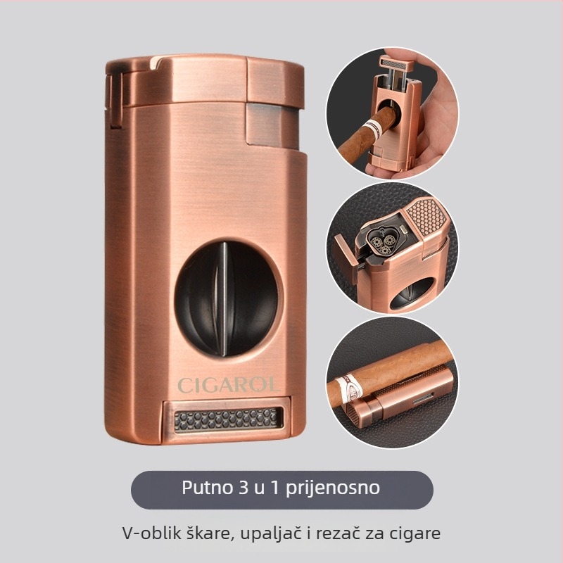 Kombinirani set škara za cigare i upaljač, prijenosni, plastično kućište, stil lagani luksuz