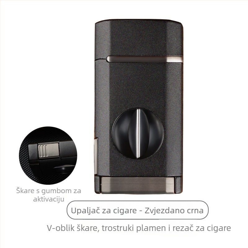 Kombinirani set škara za cigare i upaljač, prijenosni, plastično kućište, stil lagani luksuz