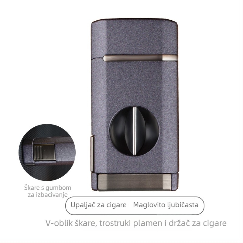 Kombinirani set škara za cigare i upaljač, prijenosni, plastično kućište, stil lagani luksuz