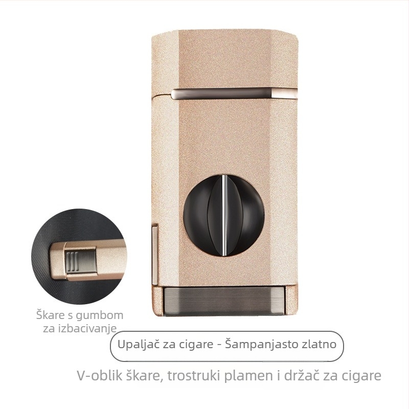 Kombinirani set škara za cigare i upaljač, prijenosni, plastično kućište, stil lagani luksuz