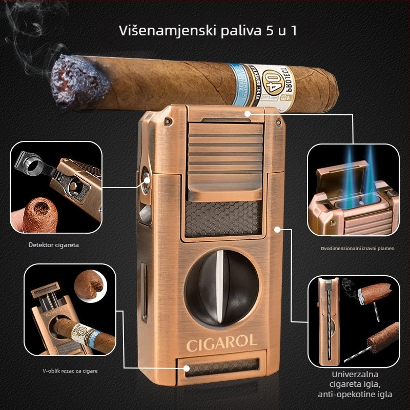 Kombinirani set škara za cigare i upaljač, prijenosni, plastično kućište, stil lagani luksuz