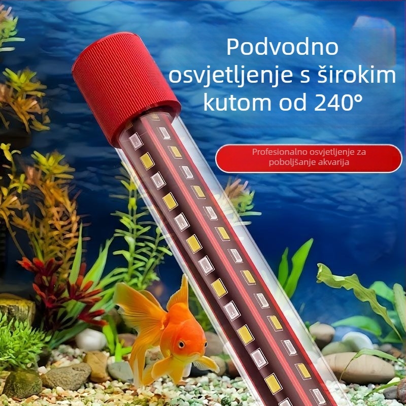 Podvodno svjetlo za akvarij, vodootporno, energetski učinkovito, RGB trobojno, 8 LED dioda