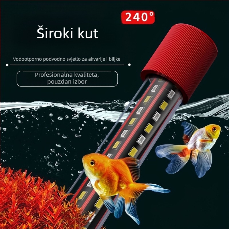 Podvodno svjetlo za akvarij, vodootporno, energetski učinkovito, RGB trobojno, 8 LED dioda
