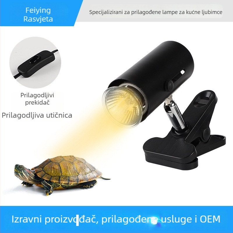 Prilagođena lampa za kornjače za sunčanje s regulacijom intenziteta i tajmerom, potpuno spektralna grijaća lampa za reptile (25W/50W)