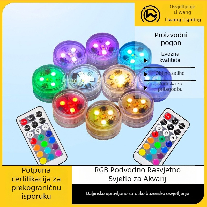 Podvodna LED svjetiljka s daljinskim upravljanjem, 3 LED diode, 120 lm, 3000–6500 K, IP44 vodootporna