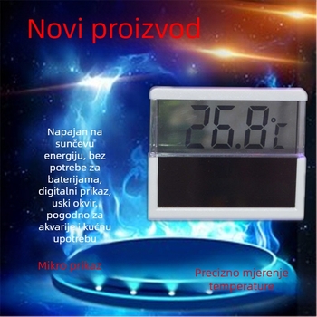 Termometar za akvarij s napajanjem solarnom energijom, digitalnim LCD/LED zaslonom, plastično kućište, 50 g