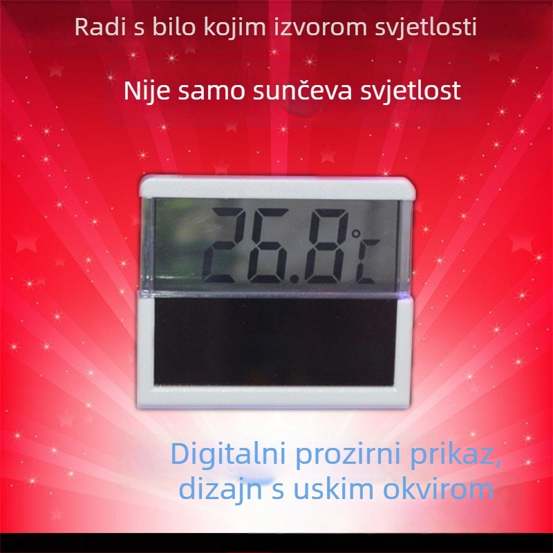 Termometar za akvarij s napajanjem solarnom energijom, digitalnim LCD/LED zaslonom, plastično kućište, 50 g