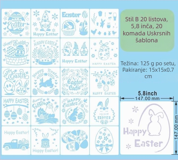 PET Uskrsni Prorezani Šablon Za Crtanje Za Privjesak Od Uskrsnog Jaja (Materijal: PET; Uvoz: Ne; IP Odobrenje: Ne; Privatna Značka: Ne)