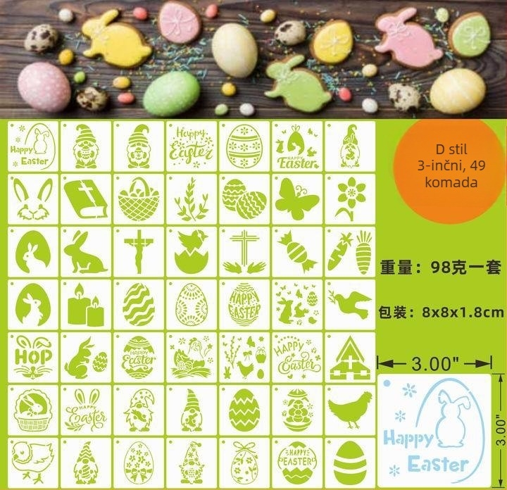 PET Uskrsni Prorezani Šablon Za Crtanje Za Privjesak Od Uskrsnog Jaja (Materijal: PET; Uvoz: Ne; IP Odobrenje: Ne; Privatna Značka: Ne)