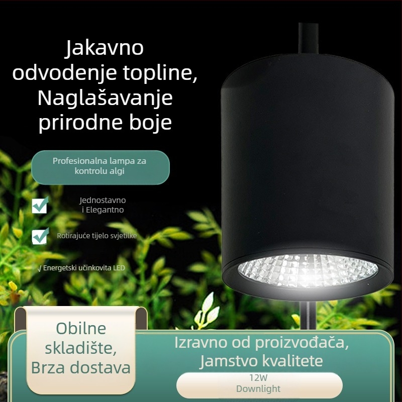 COB LED downlight za akvarij s kućištem od aluminijske legure, spektrum blizak prirodnom svjetlu (12W, 550 g, osvjetljenje)