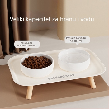 Keramička posuda za kućne ljubimce s dvije zdjele, dizajn zaštite vrata, protiv rasipanja i prevrnuća, za mačke i pse