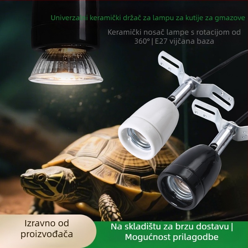 Keramički držač lampe za kućne ljubimce, okretni E27, otporan na visoke temperature, s kabelom duljine 1,8 m, za uzgoj gmazova