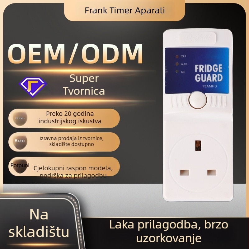 FRANK Zaštita napajanja za hladnjak s Tajmerom odbrojavanja, 220–250V, 10A, kućište od ABS-a otporno na plamen, -15 do 75°C