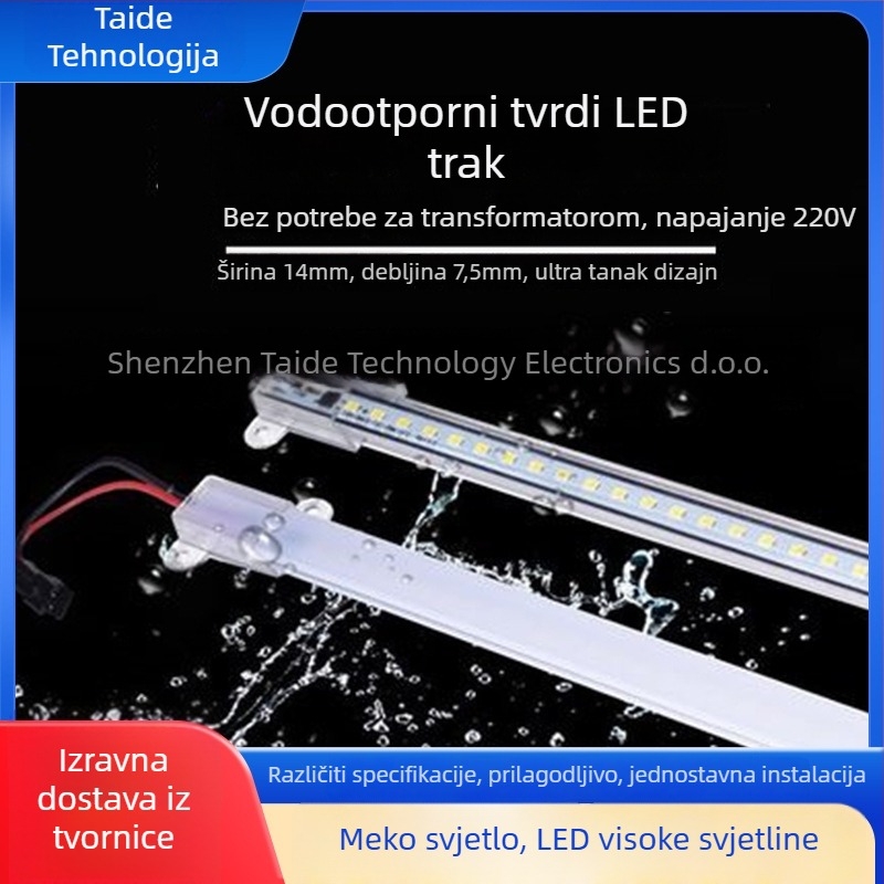 LED čvrsti svjetlosni bar 220V (unos 220V, 72–144 LED, 2835 visokonaponski LED bar, 120° snop, aluminijska podloga)