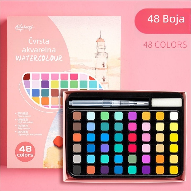 Set akvarela 36 boja u metalnoj kutiji, namijenjen studentima, s perom s mastilom, prenosni set za crtanje, uključuje baršunastu torbicu i mat PE torbu