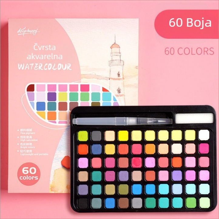 Set akvarela 36 boja u metalnoj kutiji, namijenjen studentima, s perom s mastilom, prenosni set za crtanje, uključuje baršunastu torbicu i mat PE torbu