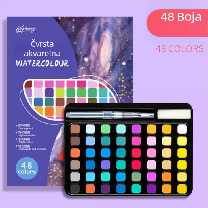 Set akvarela 36 boja u metalnoj kutiji, namijenjen studentima, s perom s mastilom, prenosni set za crtanje, uključuje baršunastu torbicu i mat PE torbu