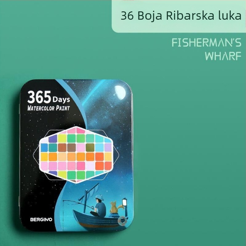 Set akvarela 36 boja u metalnoj kutiji, namijenjen studentima, s perom s mastilom, prenosni set za crtanje, uključuje baršunastu torbicu i mat PE torbu
