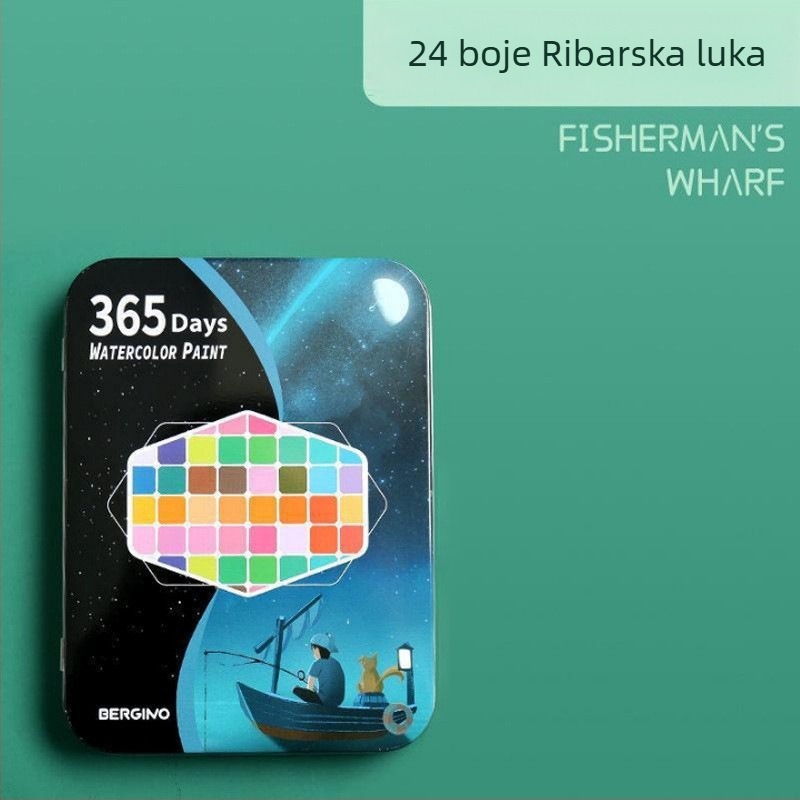 Set akvarela 36 boja u metalnoj kutiji, namijenjen studentima, s perom s mastilom, prenosni set za crtanje, uključuje baršunastu torbicu i mat PE torbu