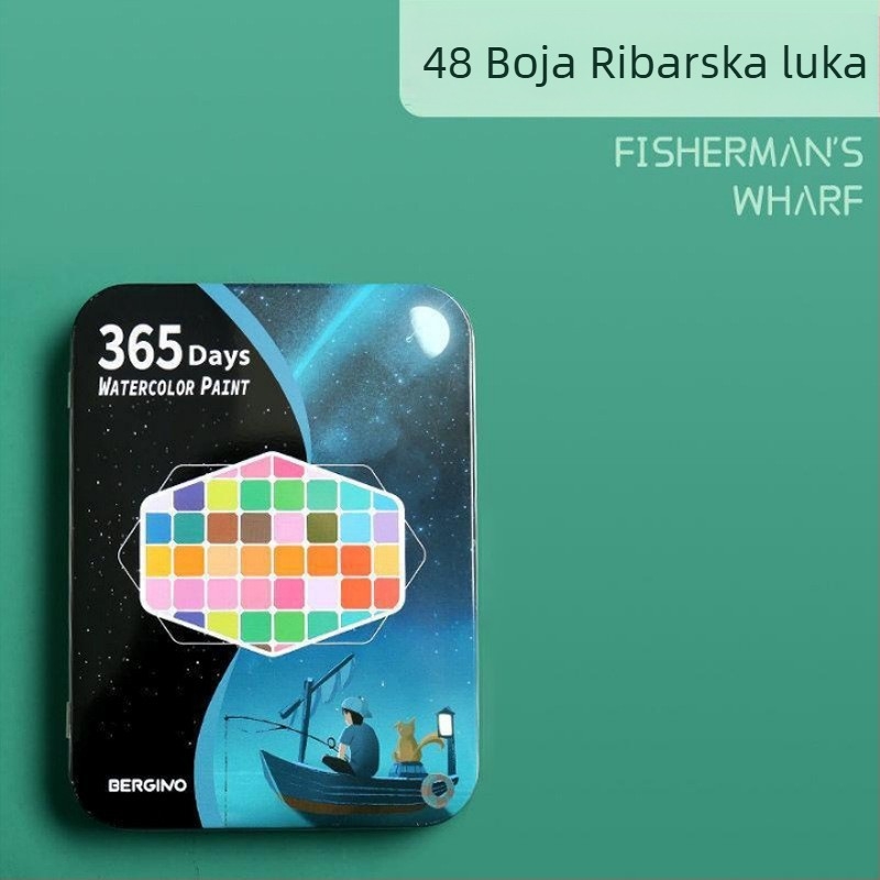 Set akvarela 36 boja u metalnoj kutiji, namijenjen studentima, s perom s mastilom, prenosni set za crtanje, uključuje baršunastu torbicu i mat PE torbu
