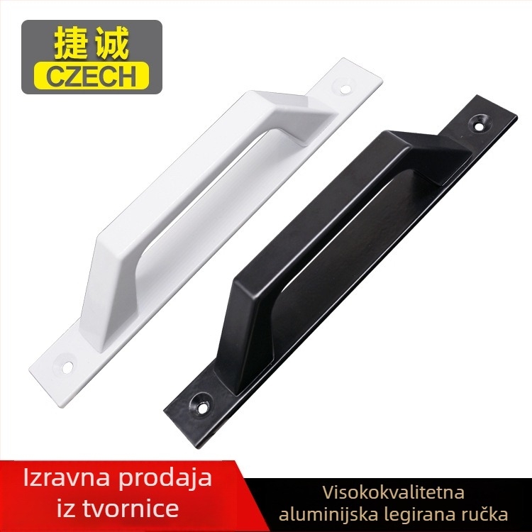 Ručka za vrata i prozore od aluminijske legure, površinska ugradnja, za drvena vrata i balkonske klizne vrata, model C07, Dingpu, završna obrada visoke temperature, moderni minimalistički stil