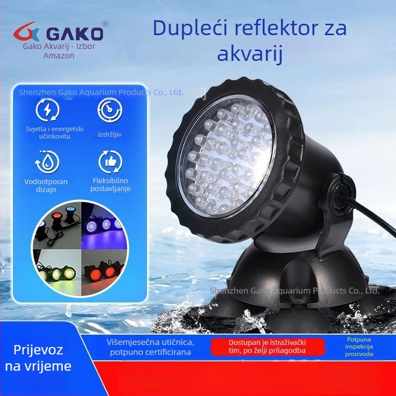 LED svjetlo za akvarij i jezero s daljinskim upravljačem, vodootporno vanjsko svjetlo, 8W, USB-C punjenje, ugradnja na pod ili zid