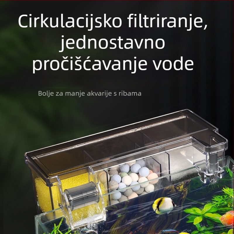 Songbao viseći filter za akvarij — tri u jednome: oksigenacija i filtracija, tiha pumpa, zidni vodopad; Materijal: plastika; Težina: 1 kg; Značka: Songbao