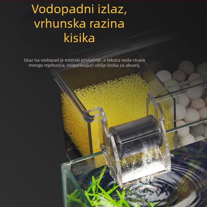 Songbao viseći filter za akvarij — tri u jednome: oksigenacija i filtracija, tiha pumpa, zidni vodopad; Materijal: plastika; Težina: 1 kg; Značka: Songbao