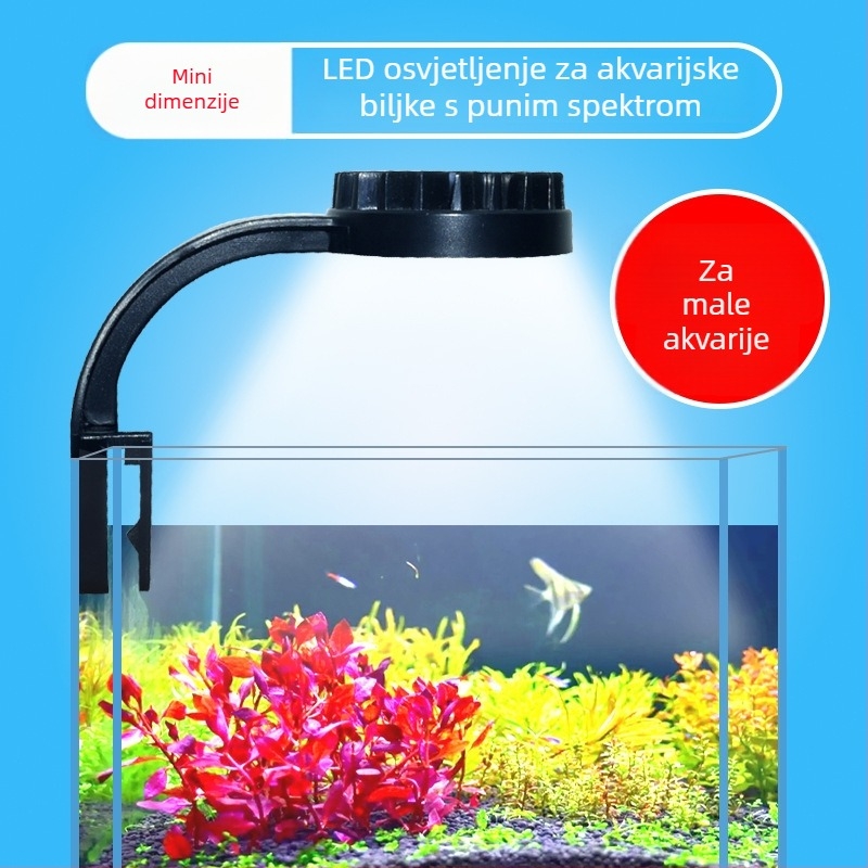 USB LED svjetlo za akvarij s klipom, za rastuće akvarije, 3W plastično kućište