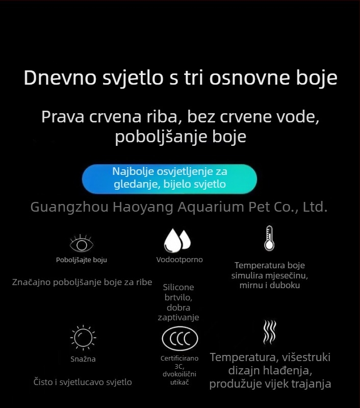 Risheng LED potopno svjetlo za akvarij - promjena boja sa tri osnovne boje, staklena konstrukcija, snaga 8-26W, težina 0.06 kg