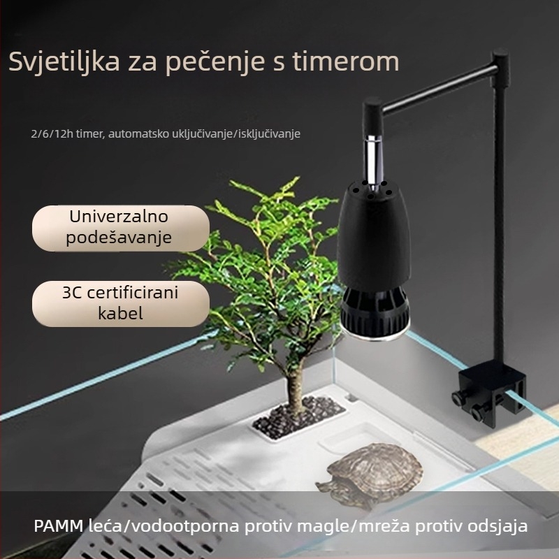 Lampa za sunčanje kornjača, puni spektar UVB UV-A za gmazove, s E7 tajmerom