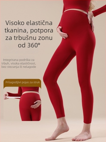Trudničke pamučne termalne legginge, srednja debljina, visoka elastičnost, uski kroj, 90–95% pamuka