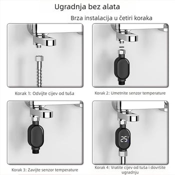 Kada za tuš s LED prikazom temperature, inteligentnim dodirnim zaslonom, digitalni prikaz — Mingtai, model Temperature Display