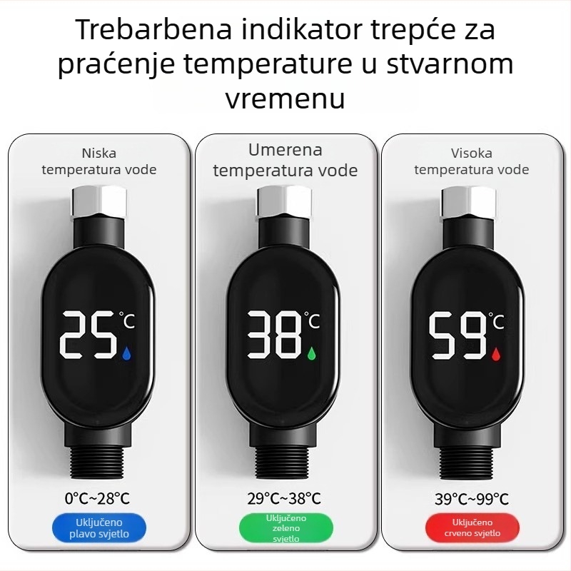 Kada za tuš s LED prikazom temperature, inteligentnim dodirnim zaslonom, digitalni prikaz — Mingtai, model Temperature Display