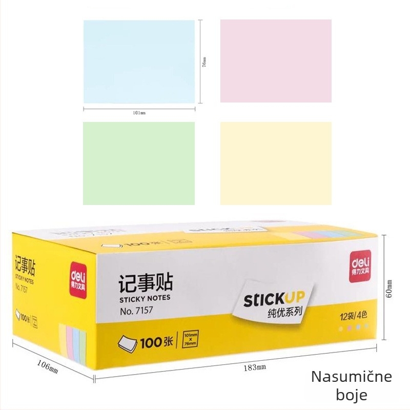 Deli ljepljive bilješke, spremne za lijepljenje, 45 g, papirni omot, minimalna narudžba 1