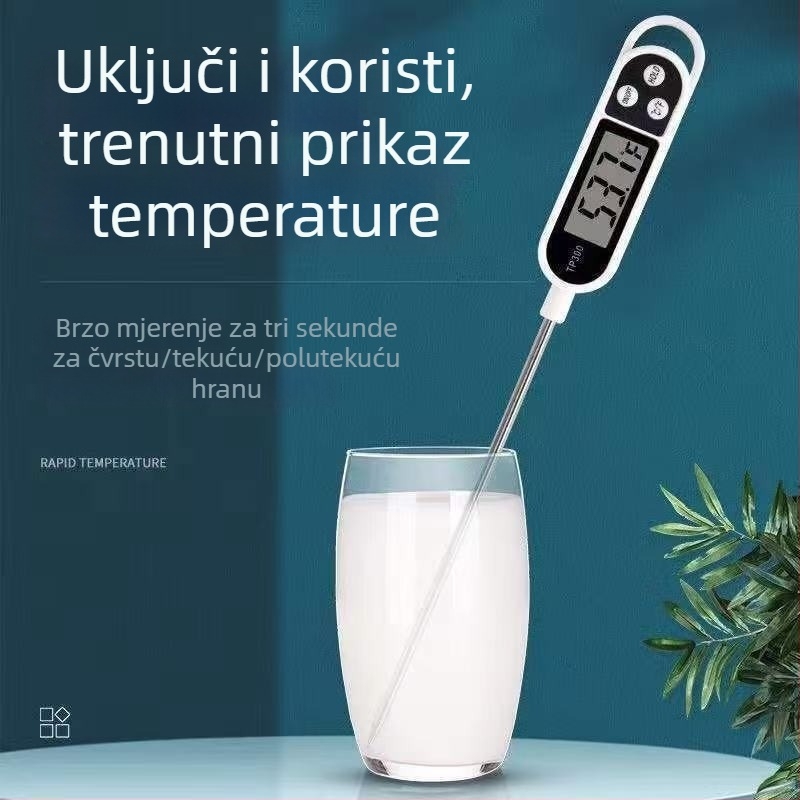 Digitalni kućni termometar s kuhinjskim senzorom i alarmom, model TP300, rezolucija 1°, za bebi mlijeko, vodu, hranu i ulje